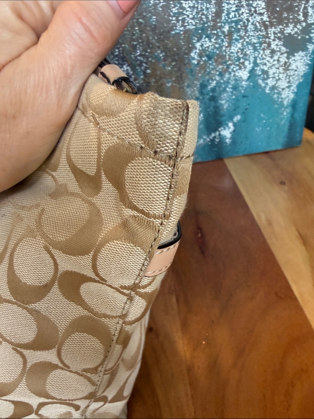 Coach 2013 Classic Jewel Tone Jacquard Monogram Signature Stripe Bag (GUC) - Picture 15 of 17